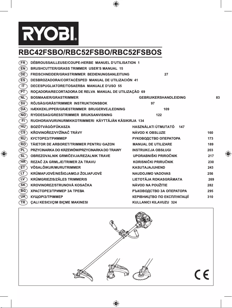 Page 1 de la notice Manuel utilisateur RYOBI RBC42FSBO