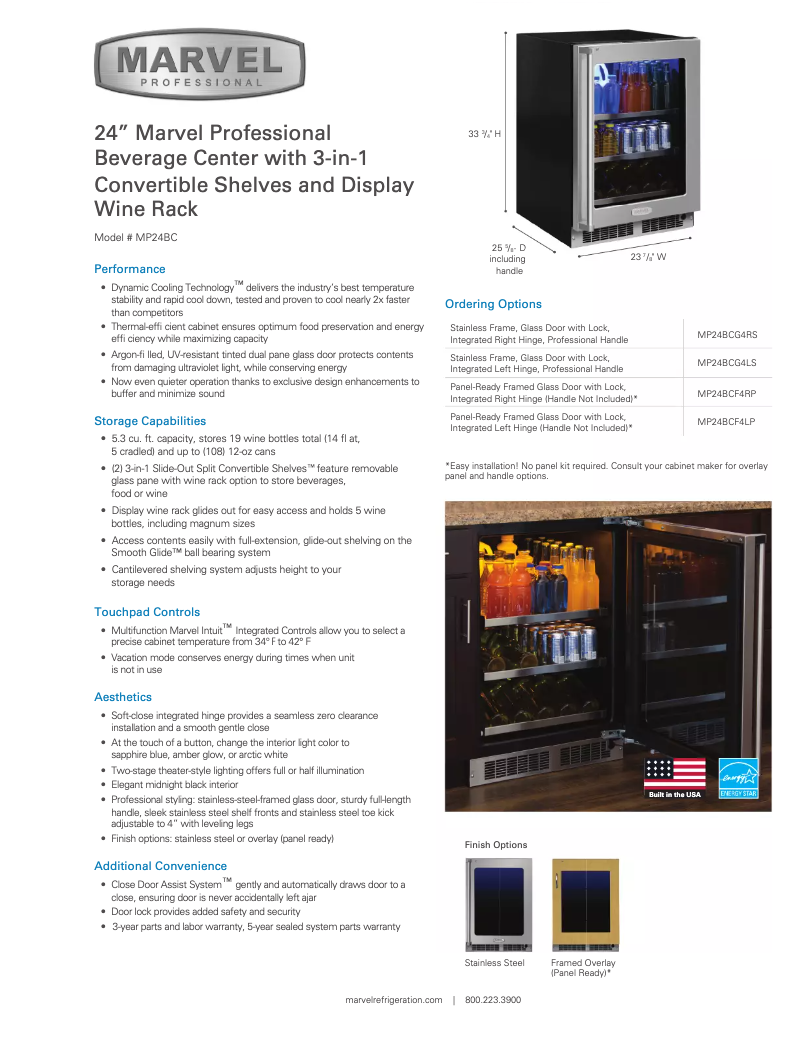 Page 1 de la notice Fiche technique Marvel MP24BCG4LS