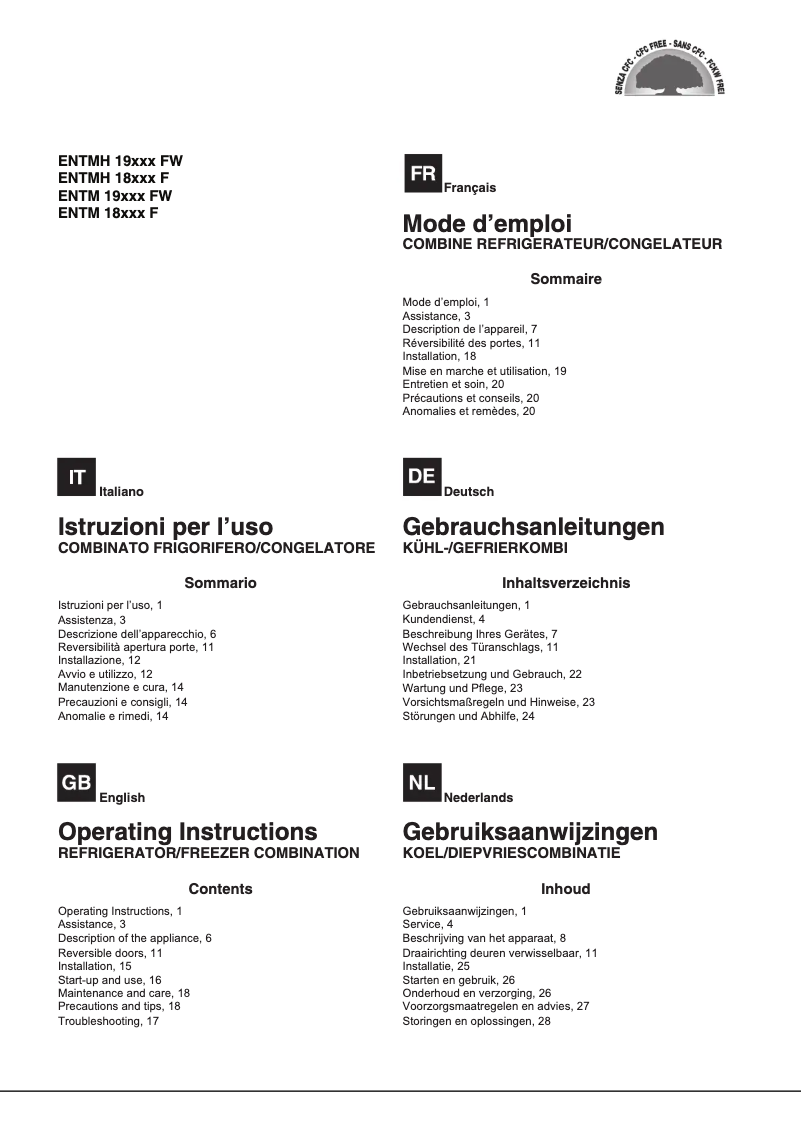 Page n°1 - Manuel utilisateur Hotpoint ENTMH 192A1 FW1