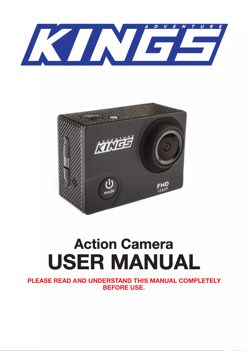 Page 1 de la notice Manuel utilisateur Adventure Kings Action Camera