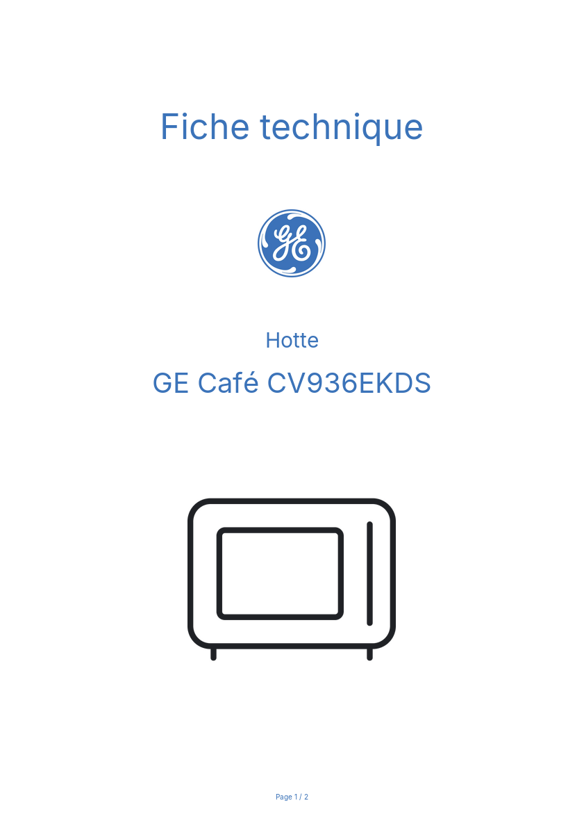 Page n°1 - Fiche technique GE Café CV936EKDS