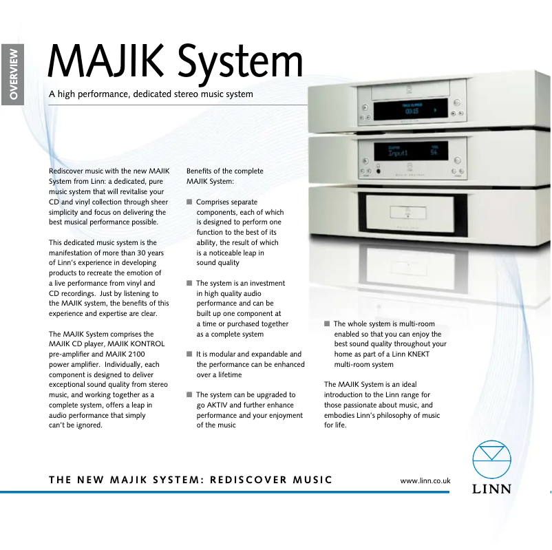 Page 1 de la notice Fiche technique Linn Majik 2100