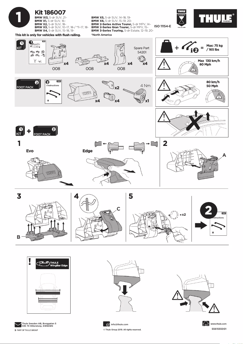Page 1 de la notice Manuel utilisateur Thule Kit 186007
