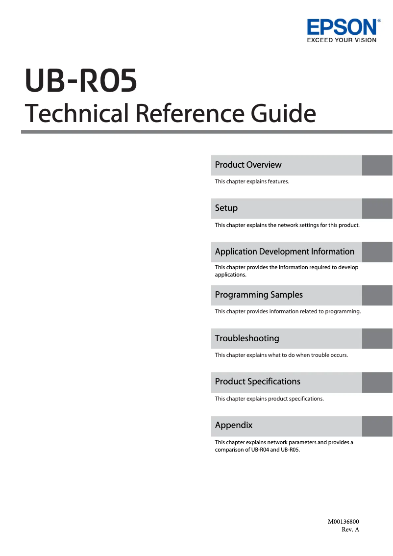 Page 1 of the manual User Manual Epson UB-R05