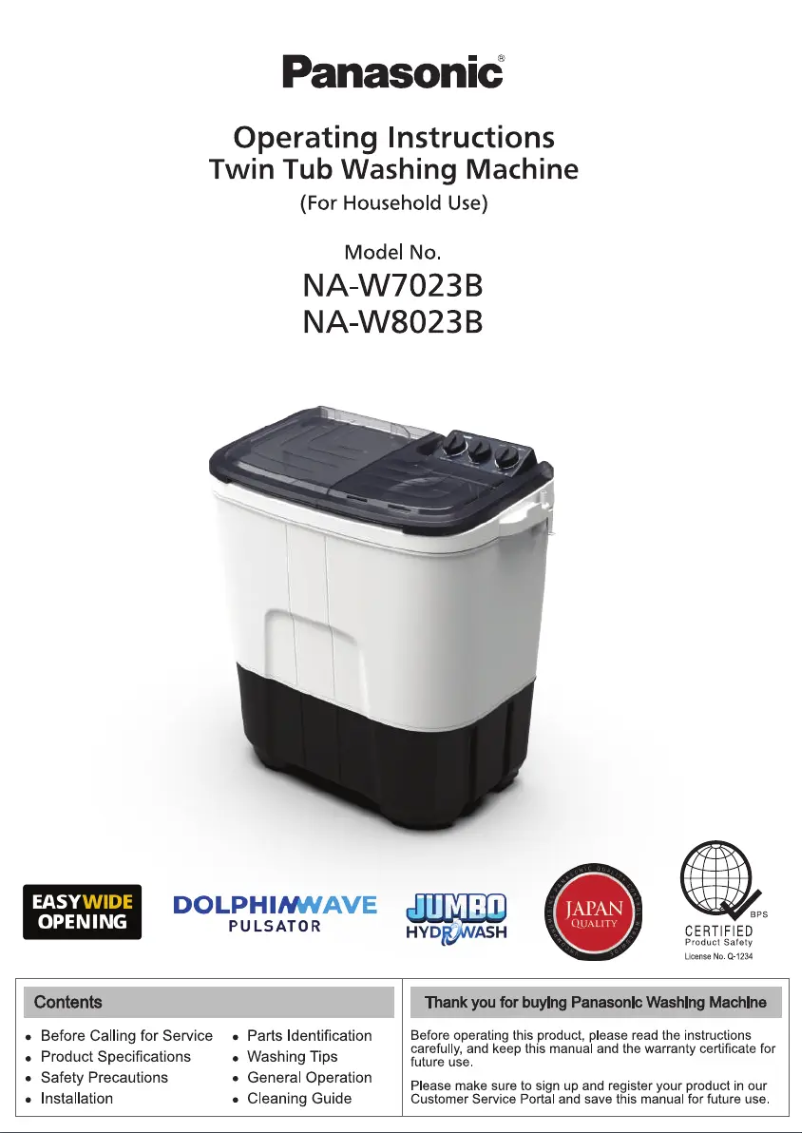 Image de la première page du manuel de l'appareil NA-W7023B