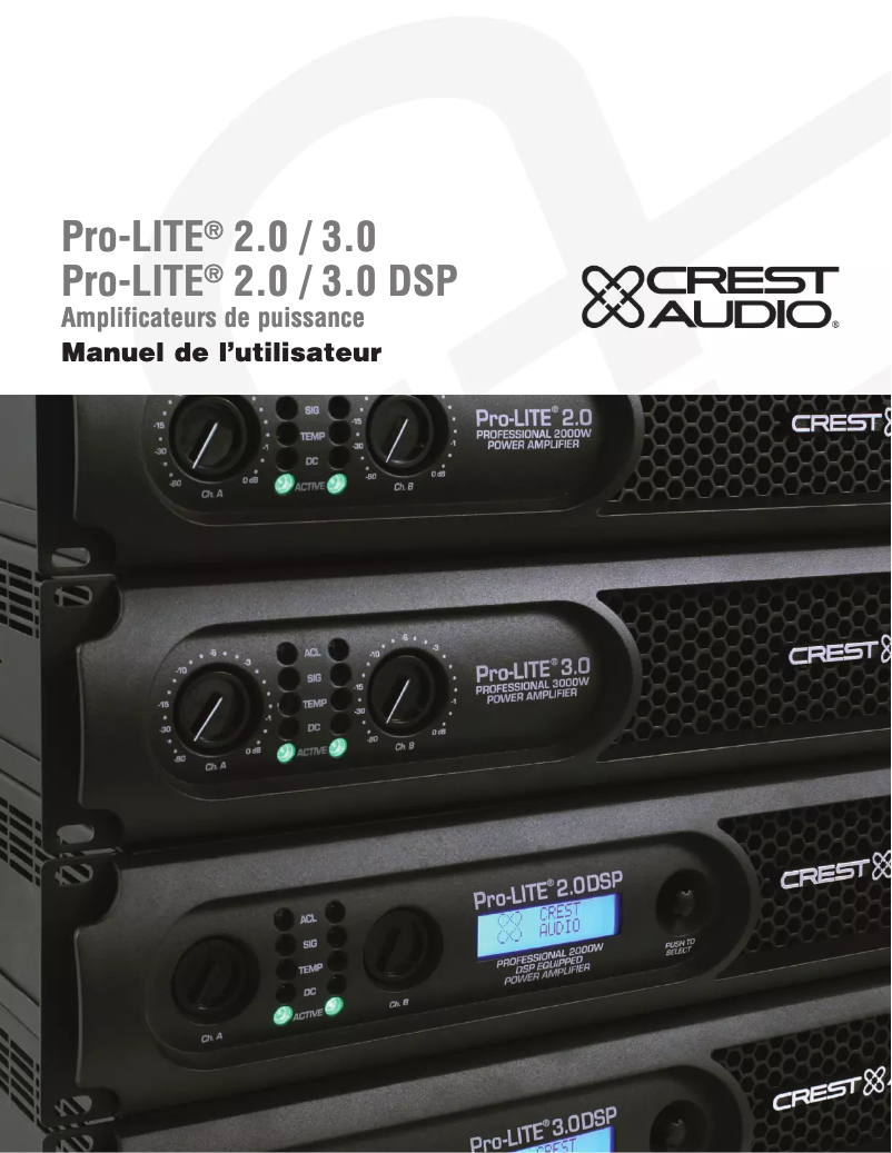 Page 1 de la notice Manuel utilisateur Crest Audio Pro-LITE 2.0