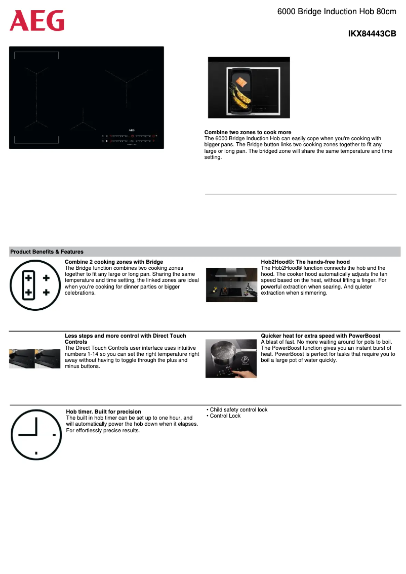 Page 1 de la notice Fiche technique AEG IKX84443CB