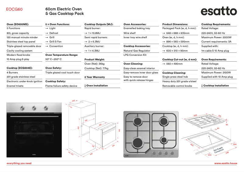 Page n°1 - Fiche technique Esatto EOCG60