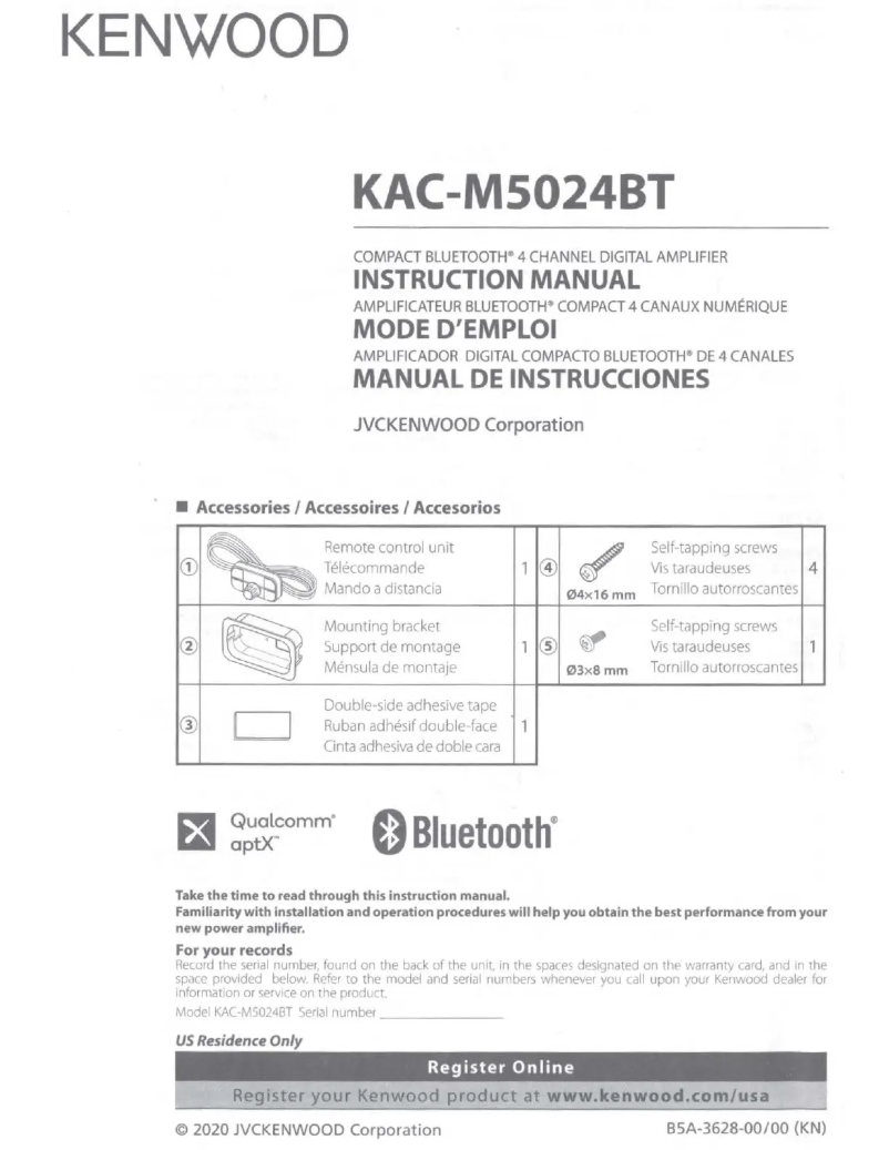 Image de la première page du manuel de l'appareil KAC-M5024BT
