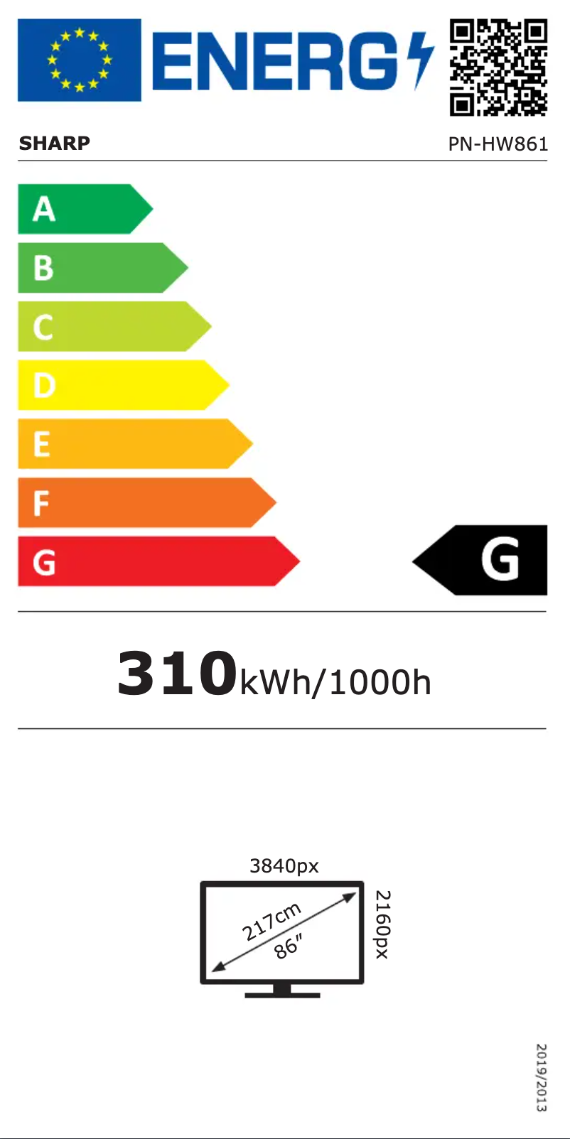 Page n°1 - Label énergétique Sharp PN-HW861