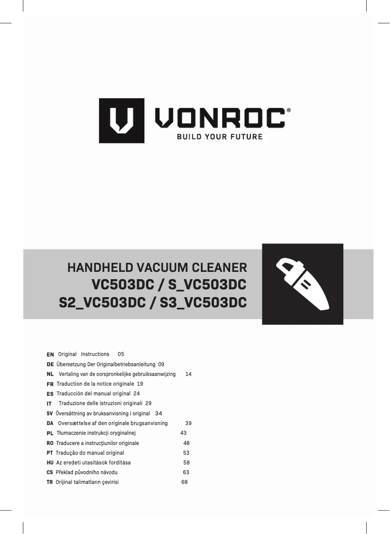 Page n°1 - Manuel utilisateur Vonroc S2_VC503DC