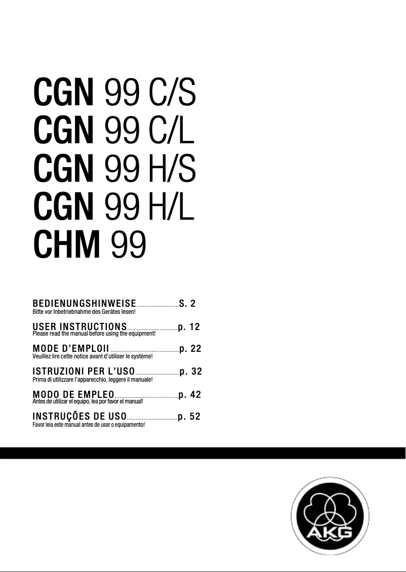 Page n°1 - Mode d'emploi AKG CGN99H