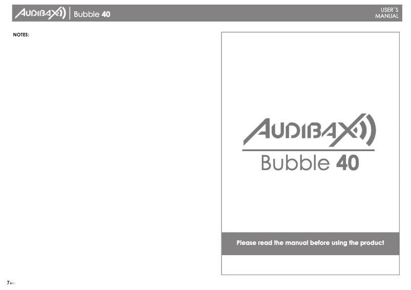 Page 1 de la notice Manuel utilisateur Audibax Bubble 40