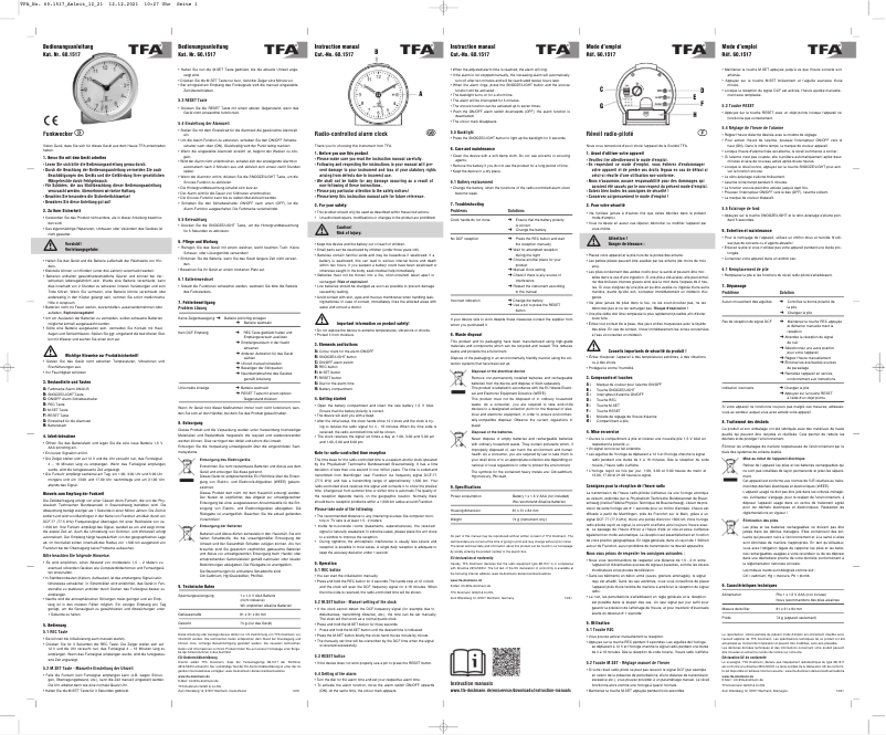 Page 1 de la notice Manuel utilisateur TFA 60.1517