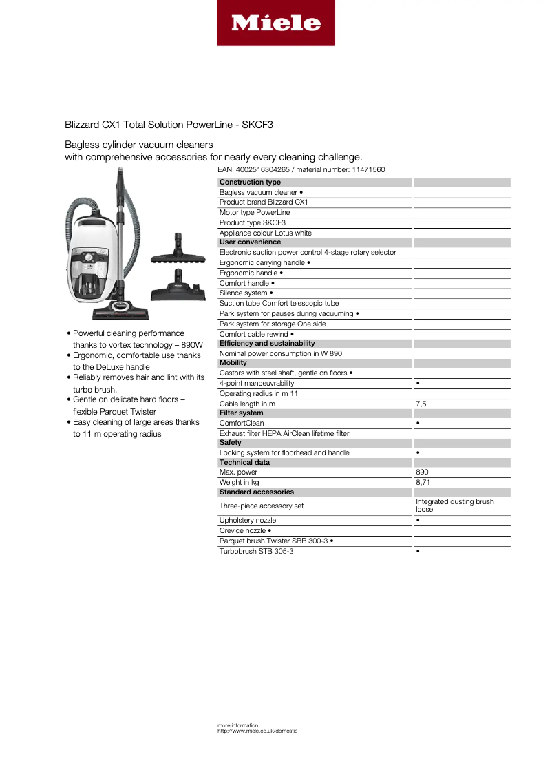 Image de la première page du manuel de l'appareil Blizzard CX1 Total Solution PowerLine