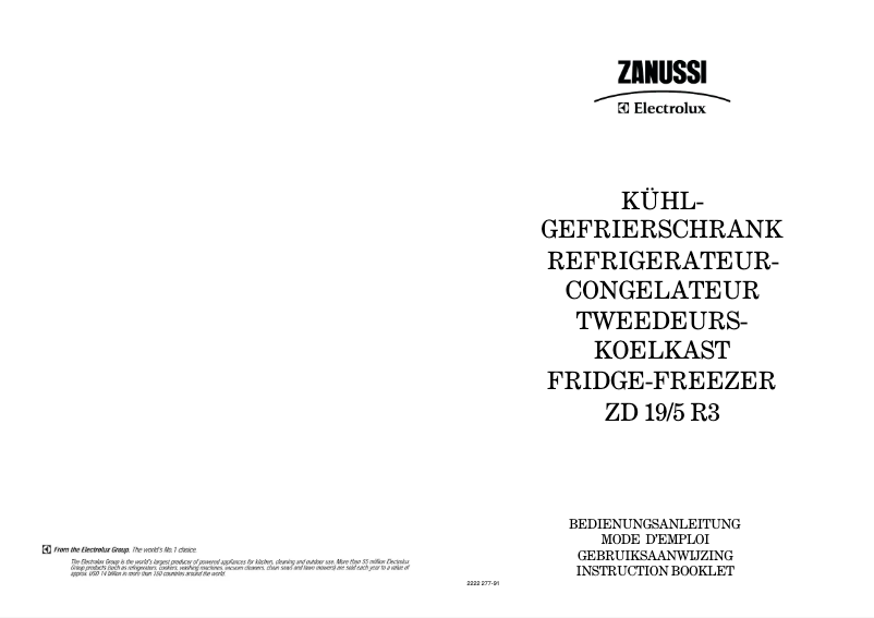 Page n°1 - Manuel utilisateur Zanussi ZD 19/5 r3
