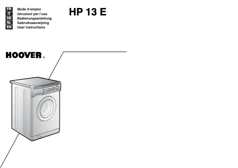 Page n°1 - Manuel utilisateur Hoover HP 13 EDE