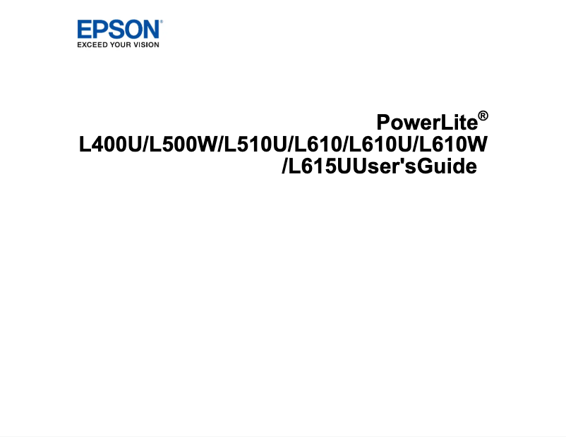 Image de la première page du manuel de l'appareil PowerLite L610W