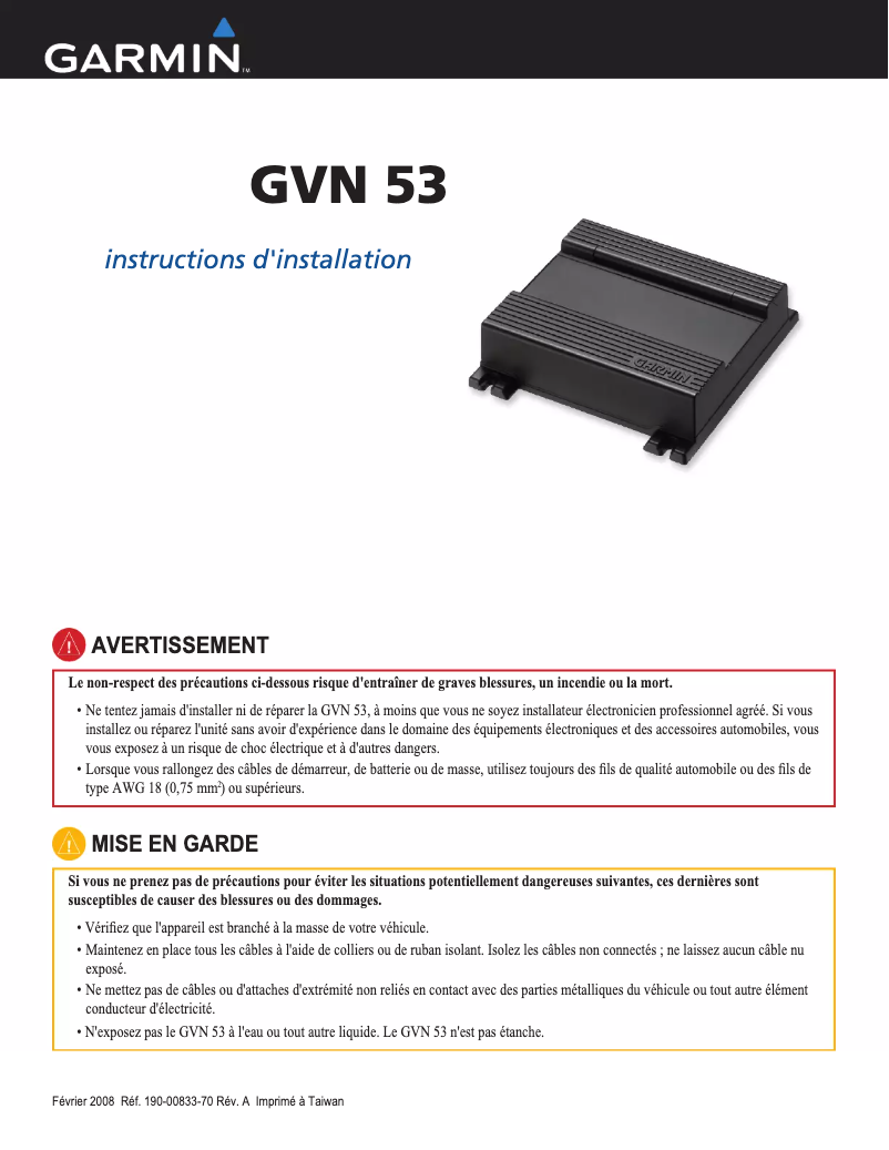 Imagen de la primera página del manual del dispositivo GVN 53