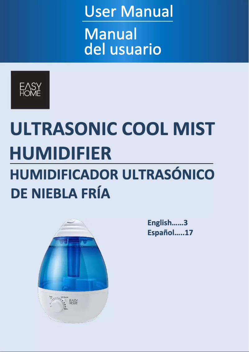 Image de la première page du manuel de l'appareil Ultrasonic Cool Mist Humidifier HTJ-2060B