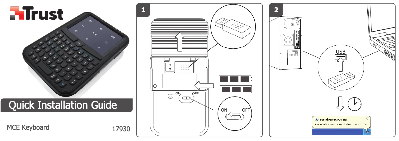 Page 1 de la notice Manuel utilisateur Trust Handheld Wireless Keyboard & Touchpad