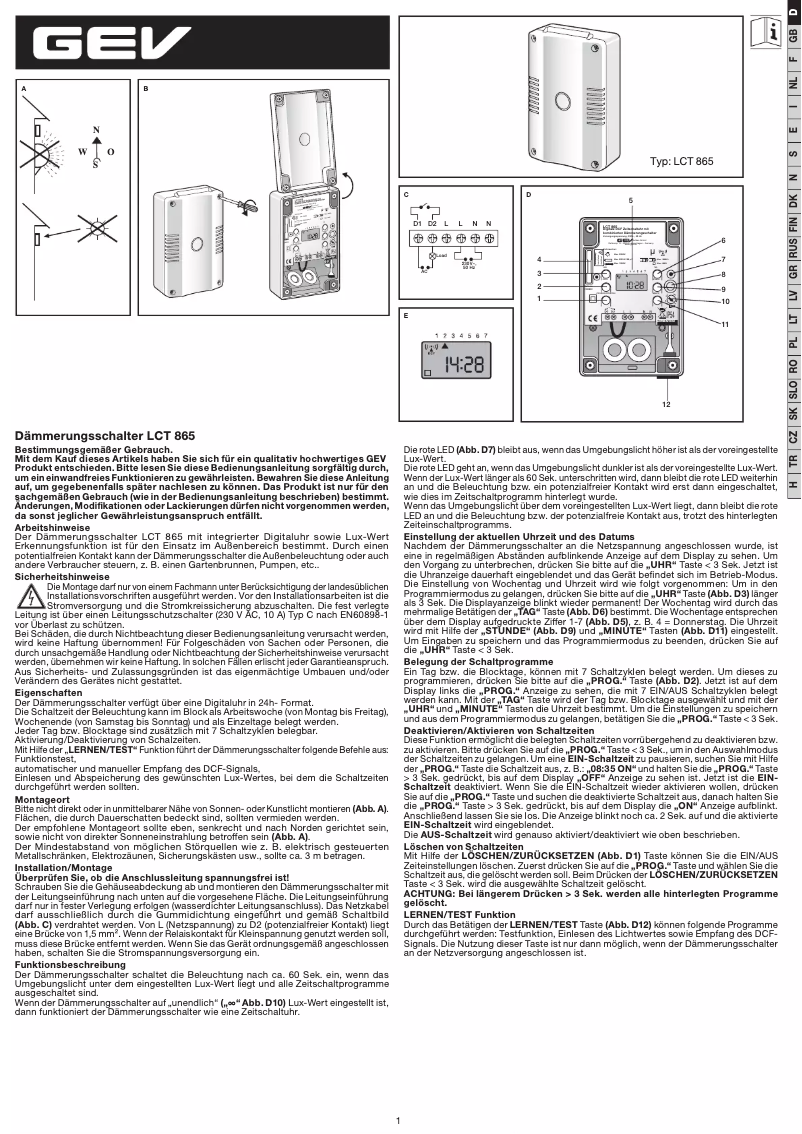 Image de la première page du manuel de l'appareil LCT 865