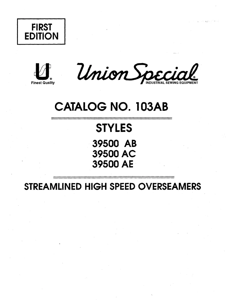 Page n°1 - Manuel utilisateur Union Special 39500AC