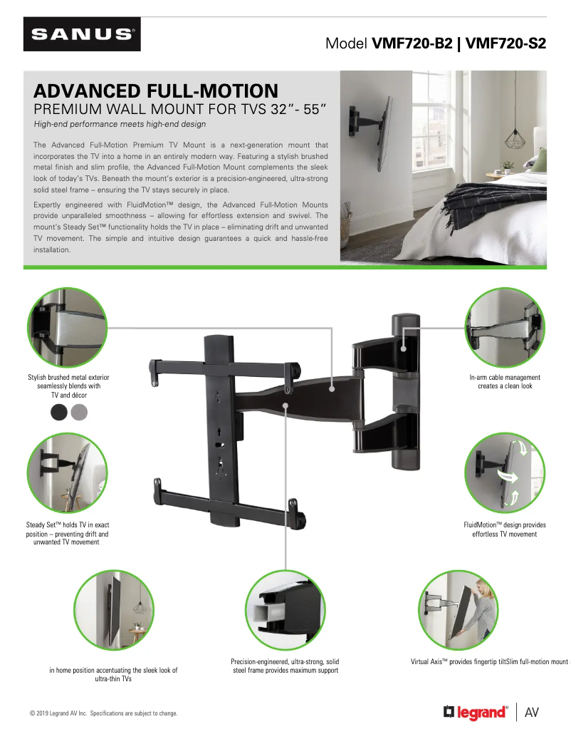 Page n°1 - Fiche technique Sanus VMF720-B2