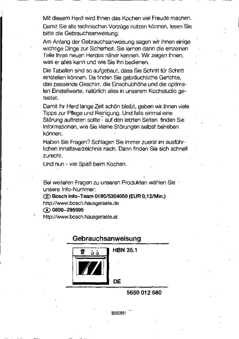 Page 1 de la notice Manuel utilisateur Bosch HBN3571