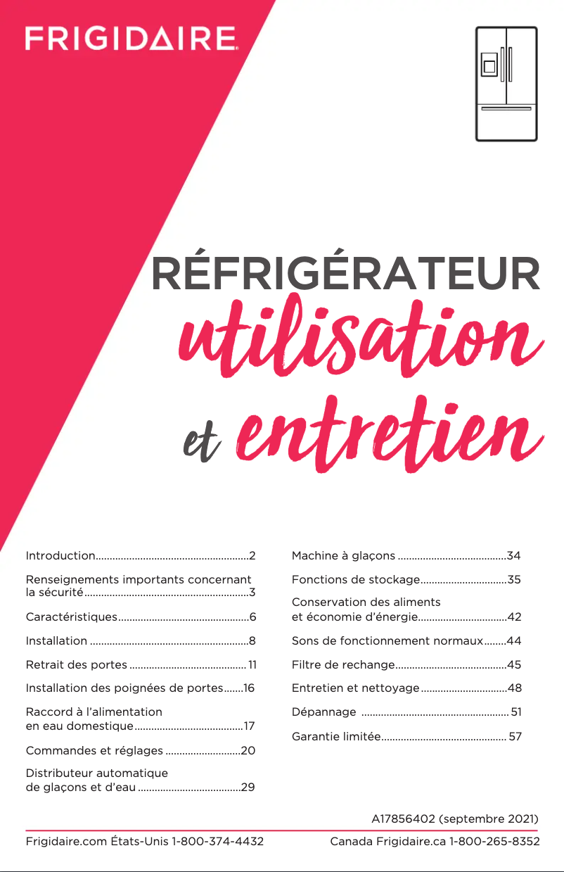 Page 1 de la notice Manuel utilisateur Frigidaire GRFS2853AF