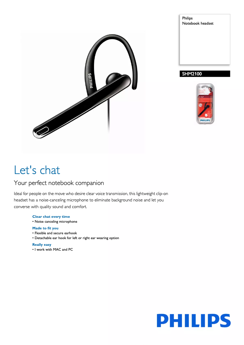 Page n°1 - Brochure Philips SHM2100
