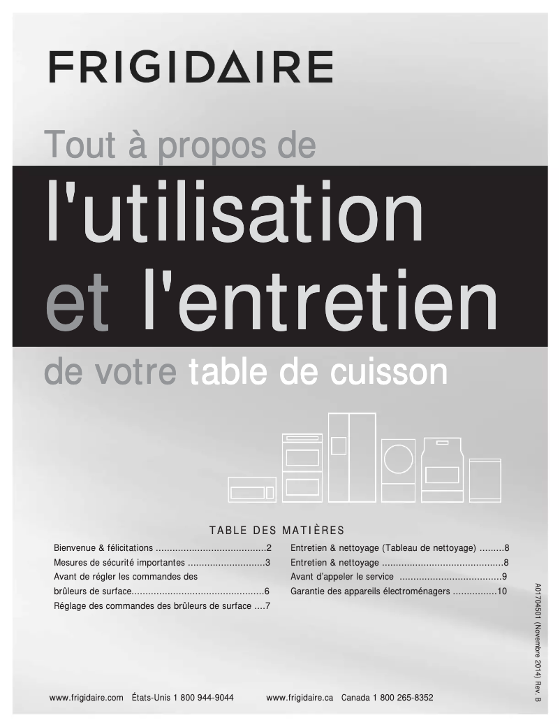 Page n°1 - Manuel utilisateur Frigidaire FGGC3645QB