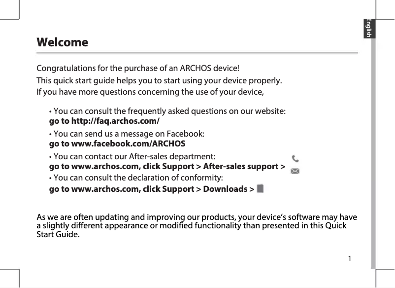 Page 1 de la notice Manuel utilisateur Archos F35 Touch