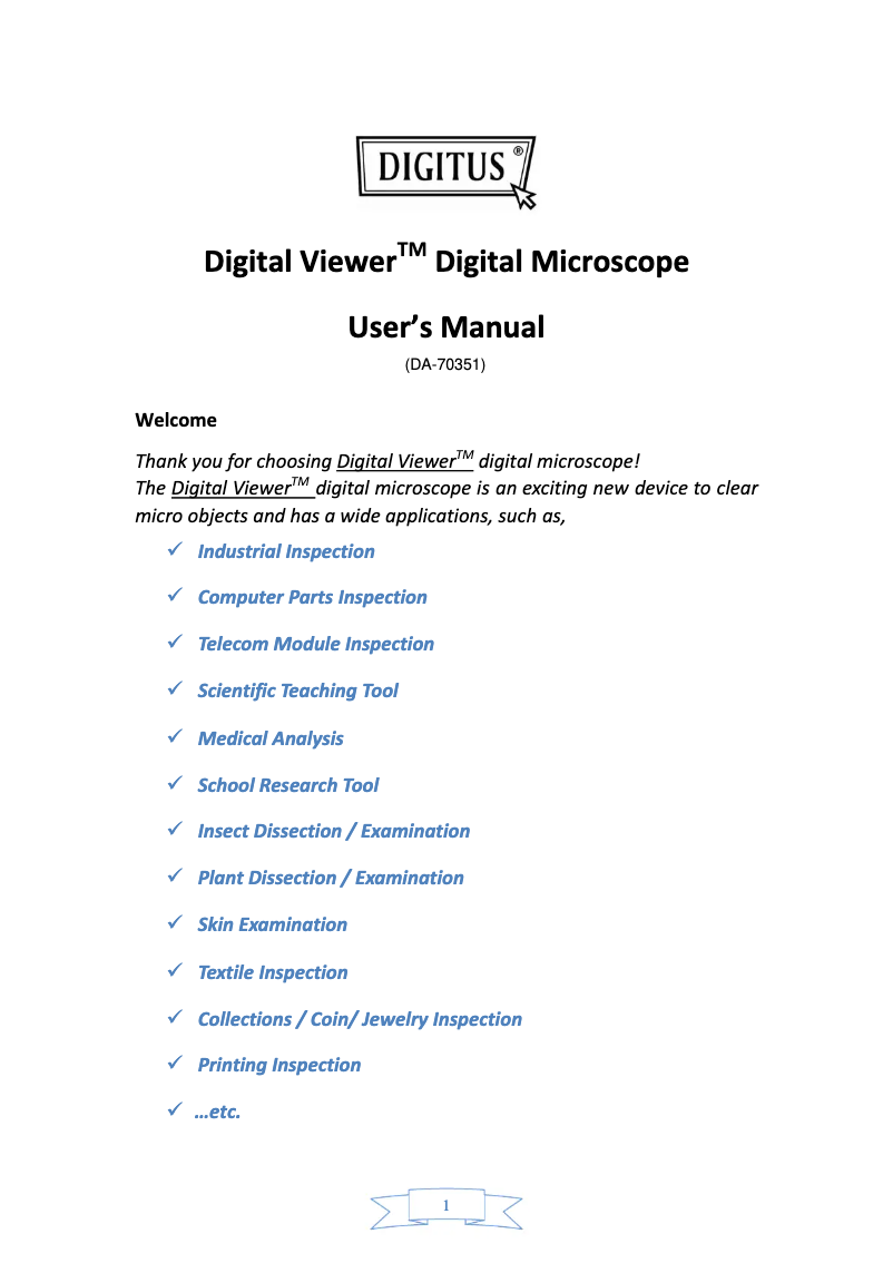 Page n°1 - Manuel utilisateur Digitus DA-70351
