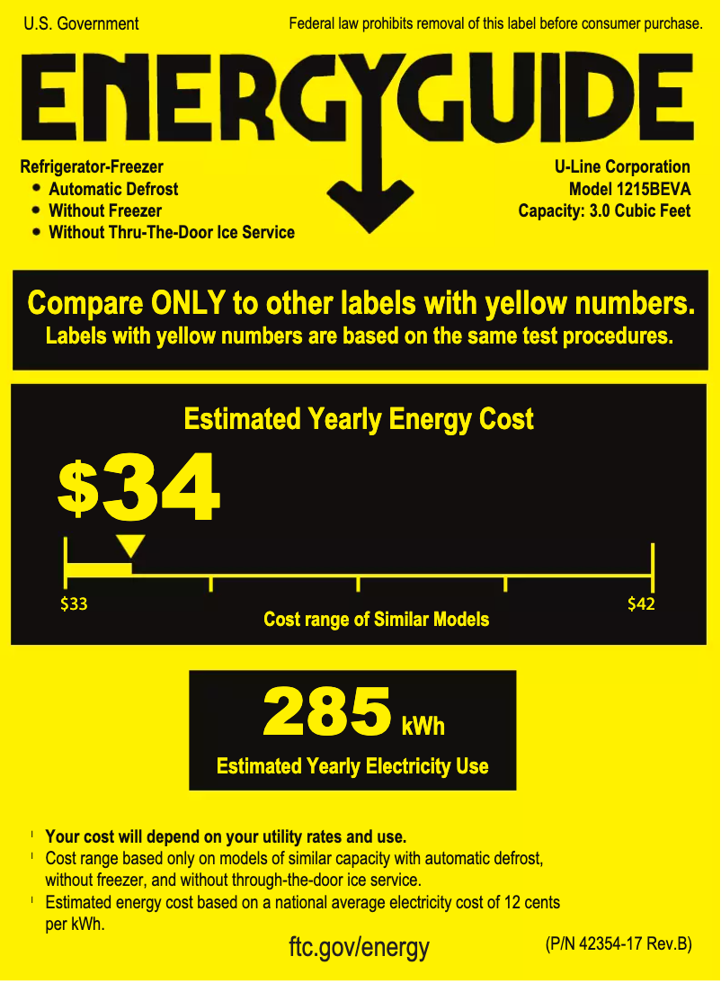 Page n°1 - Label énergétique U-Line U-1215BEVINT-60A