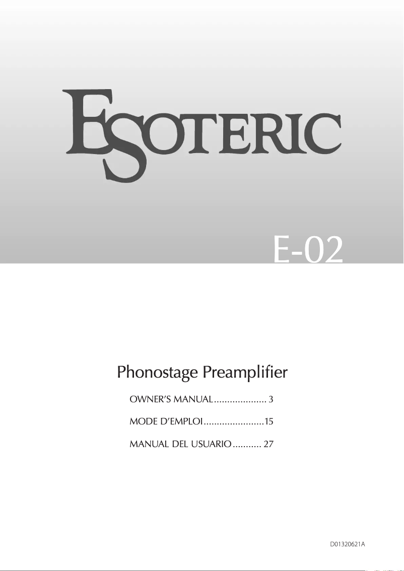 Page n°1 - Manuel utilisateur Esoteric E-02