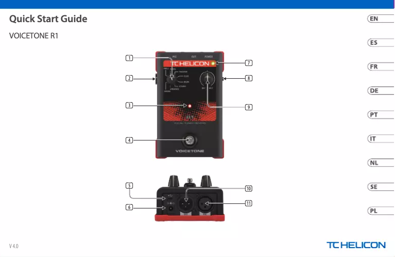 Page 1 of the manual Quick Start Guide TC Helicon VoiceTone R1