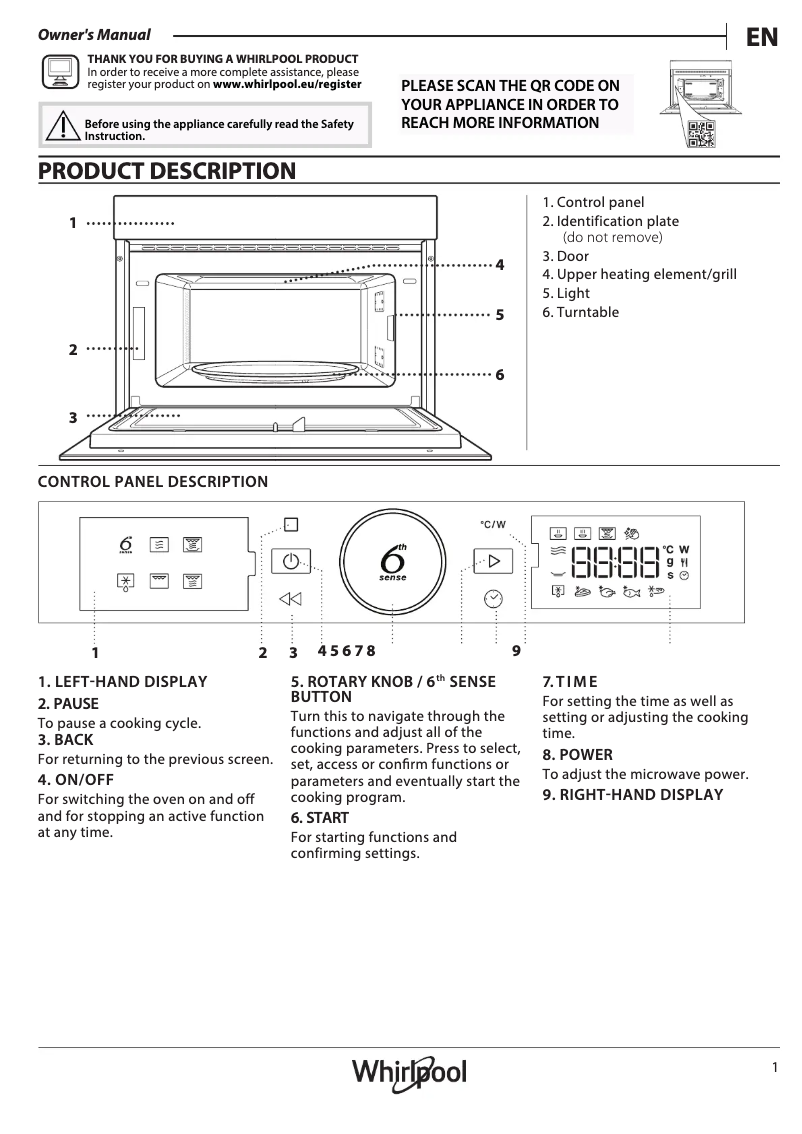 Page 1 de la notice Guide d'installation Whirlpool WMD44MB