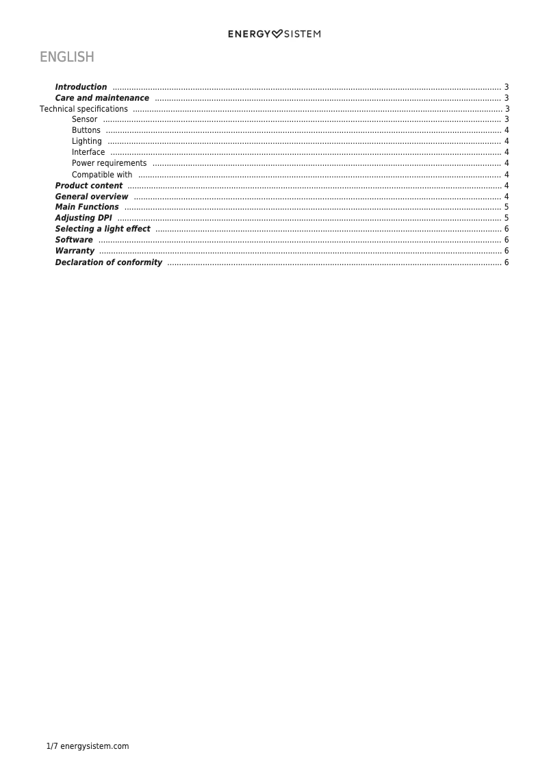 Página 1 del manual Manual de usuario Energy Sistem ESG M3