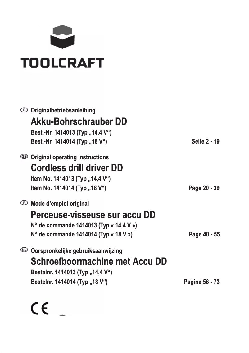 Página 1 del manual Manual de usuario Toolcraft DD 14.4/1,5