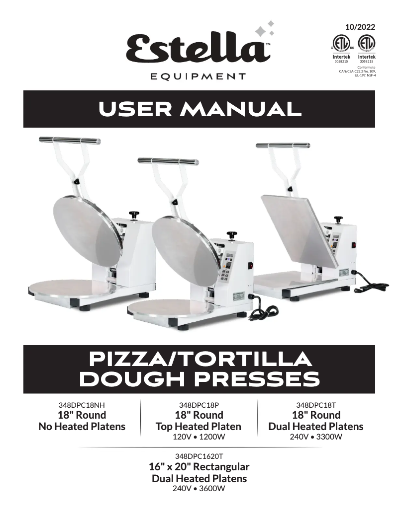 Page n°1 - Manuel utilisateur Estella DPC18NH