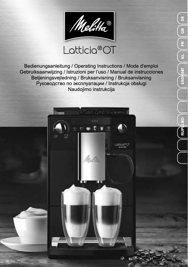 Page n°1 - Manuel utilisateur Melitta Latticia OT