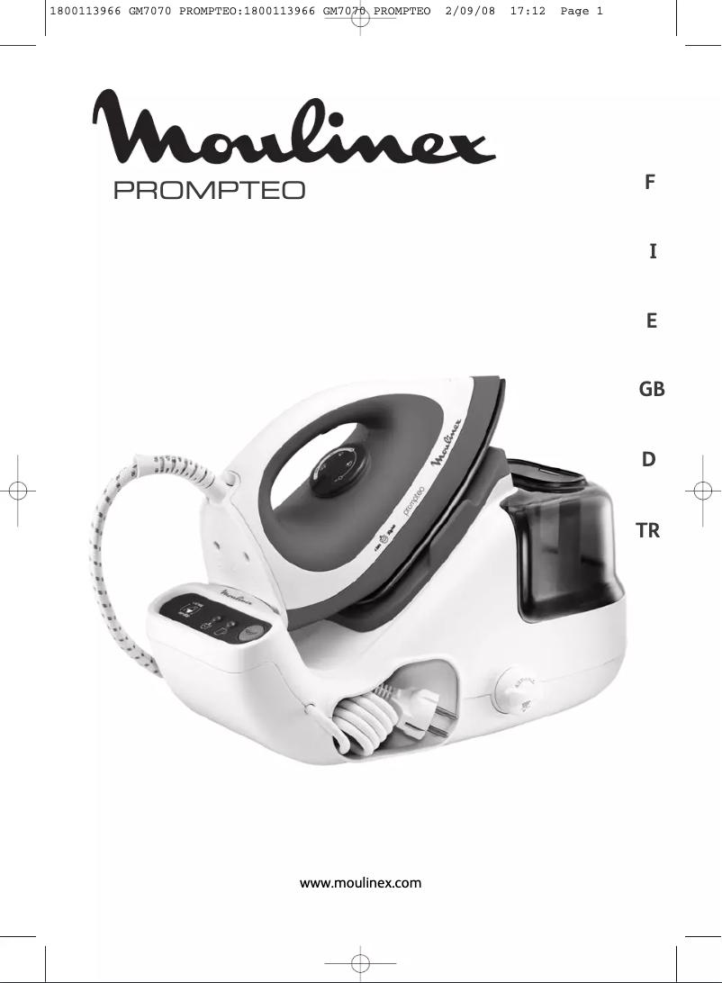 Page 1 of the manual User Manual Moulinex Prompteo GM7070