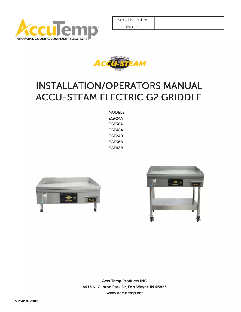 Page 1 de la notice Manuel utilisateur AccuTemp AccuSteam EGF2083B3650-S2