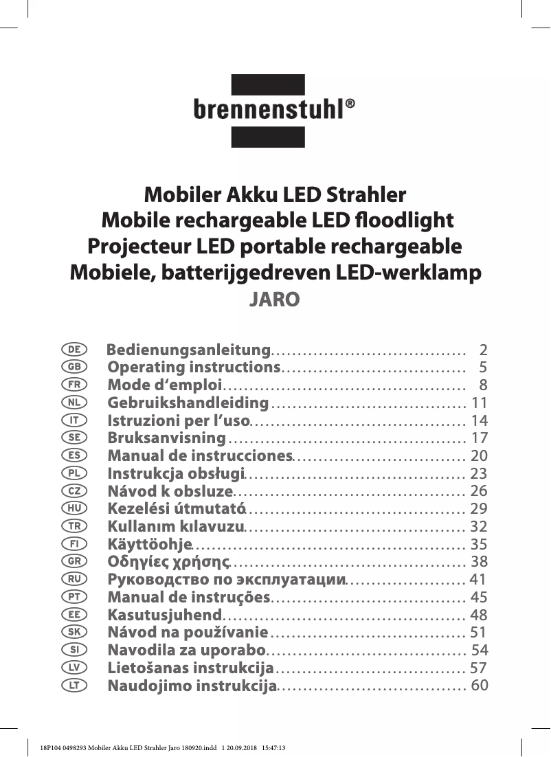 Page 1 de la notice Manuel utilisateur Brennenstuhl JARO 2000 MA