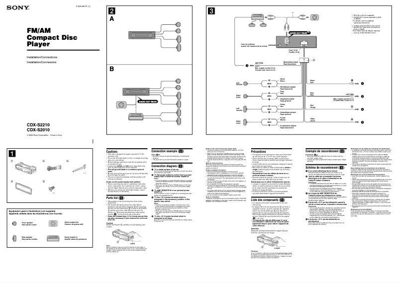Imagen de la primera página del manual del dispositivo CDX-S2010