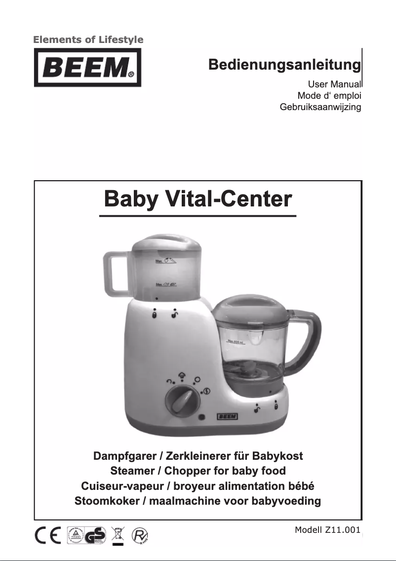 Page 1 de la notice Manuel utilisateur BEEM Baby Vital-Center