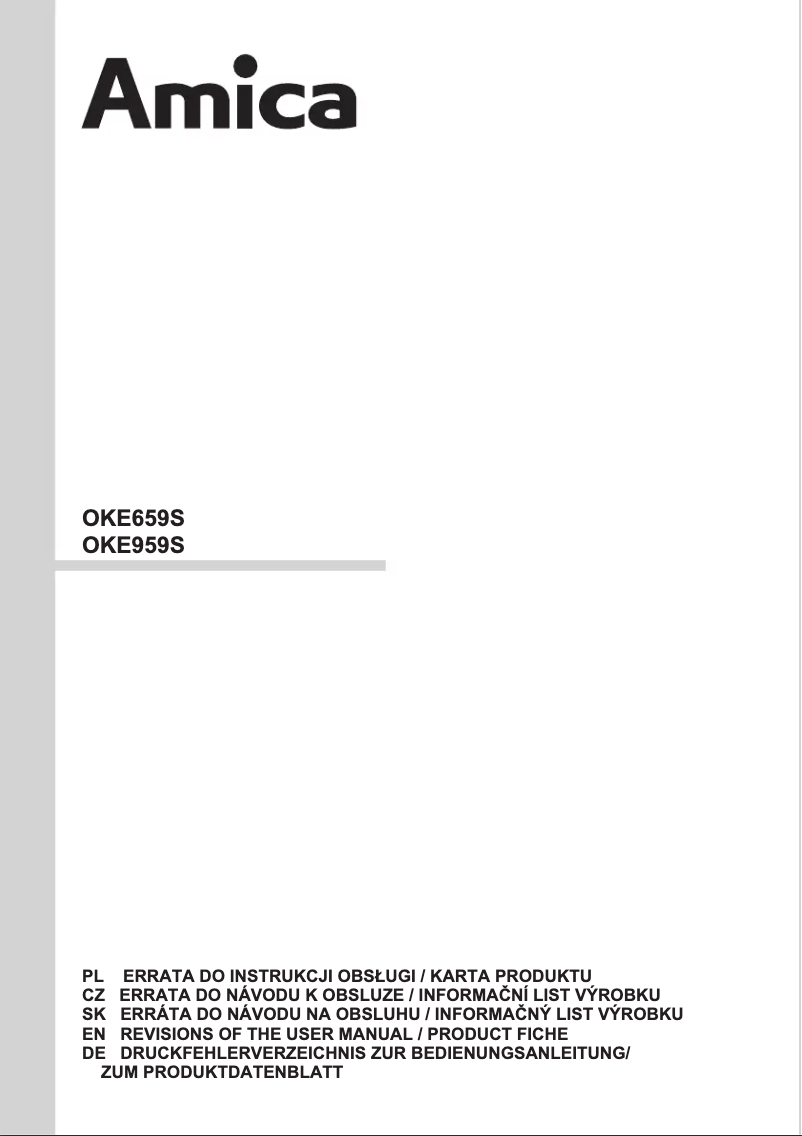 Página 1 del manual Ficha técnica Amica OKE659S