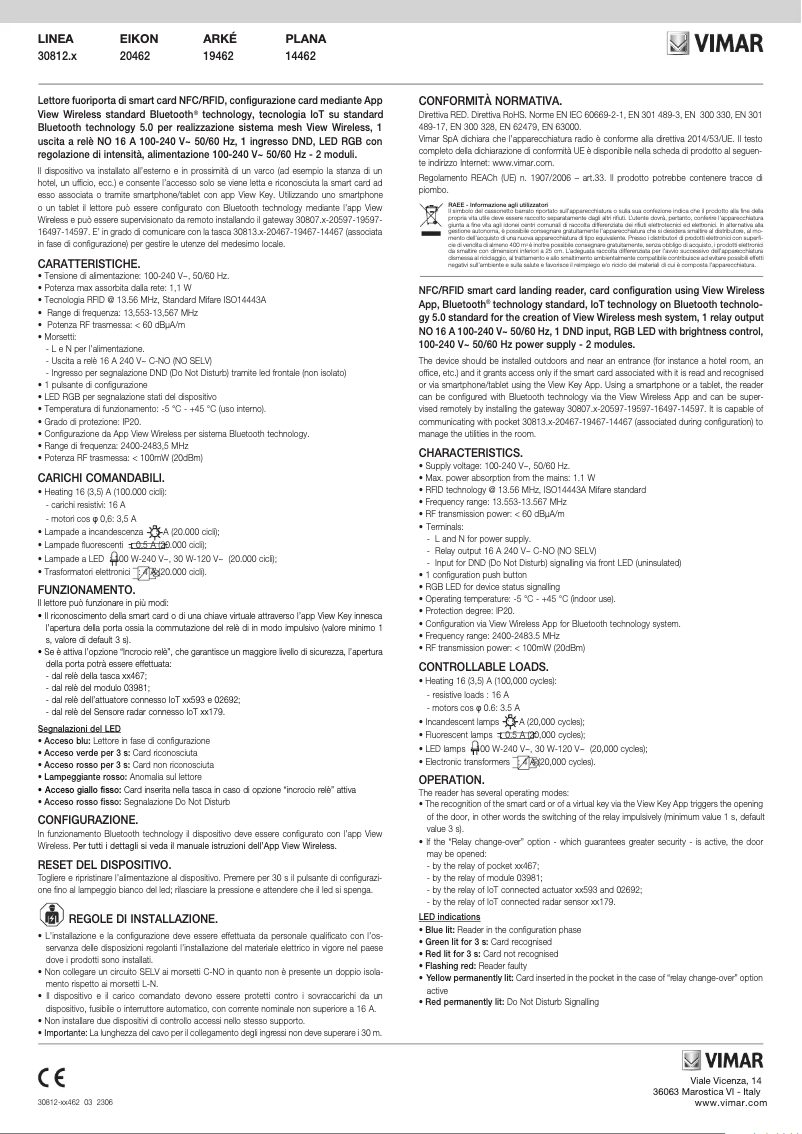 Página 1 del manual Instrucciones / montaje Vimar 19462