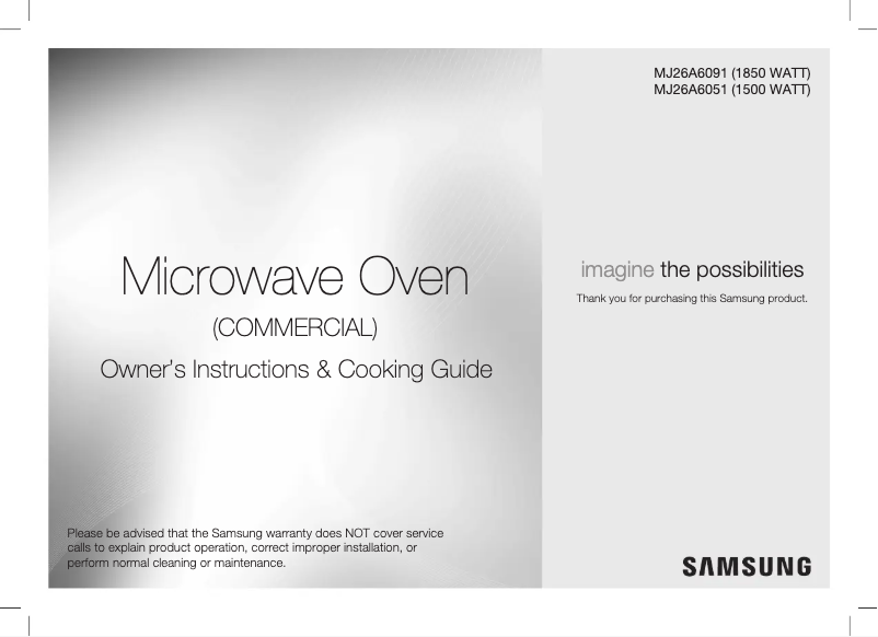 Page n°1 - Manuel utilisateur Samsung MJ26A6051AT
